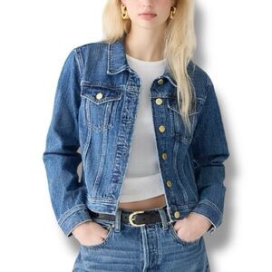 J Crew Factory Classic Blue Denim Cropped Jacket M